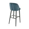 Tabouret de bar OSCAR d'intérieur - Bois noir, tissu 100% PES - hêtre petrol 76