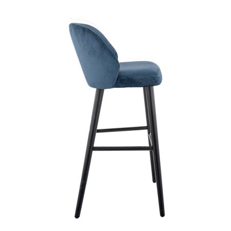 Tabouret de bar OSCAR d'intérieur - Bois noir, tissu 100% PES - hêtre petrol 76
