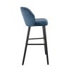 Tabouret de bar OSCAR d'intérieur - Bois noir, tissu 100% PES - hêtre petrol 76