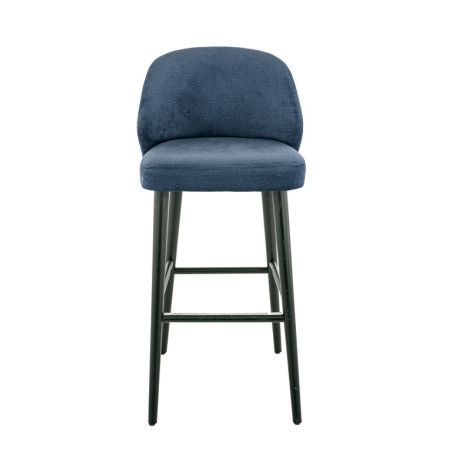 Tabouret de bar OSCAR d'intérieur - Bois noir, tissu 100% PES - hêtre petrol 76