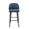 Tabouret de bar OSCAR d'intérieur - Bois noir, tissu 100% PES - hêtre petrol 76