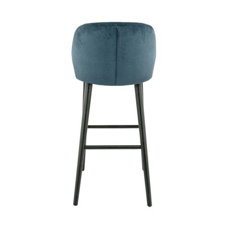 Tabouret de bar OSCAR d'intérieur - Bois noir, tissu 100% PES - hêtre petrol 76