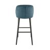 Tabouret de bar OSCAR d'intérieur - Bois noir, tissu 100% PES - hêtre petrol 76