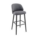 Tabouret de bar OSCAR d'intérieur - Bois noir, tissu 100% PES - hêtre anthracite 92