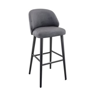 Tabouret de bar OSCAR d'intérieur - Bois noir, tissu 100% PES - hêtre anthracite 92