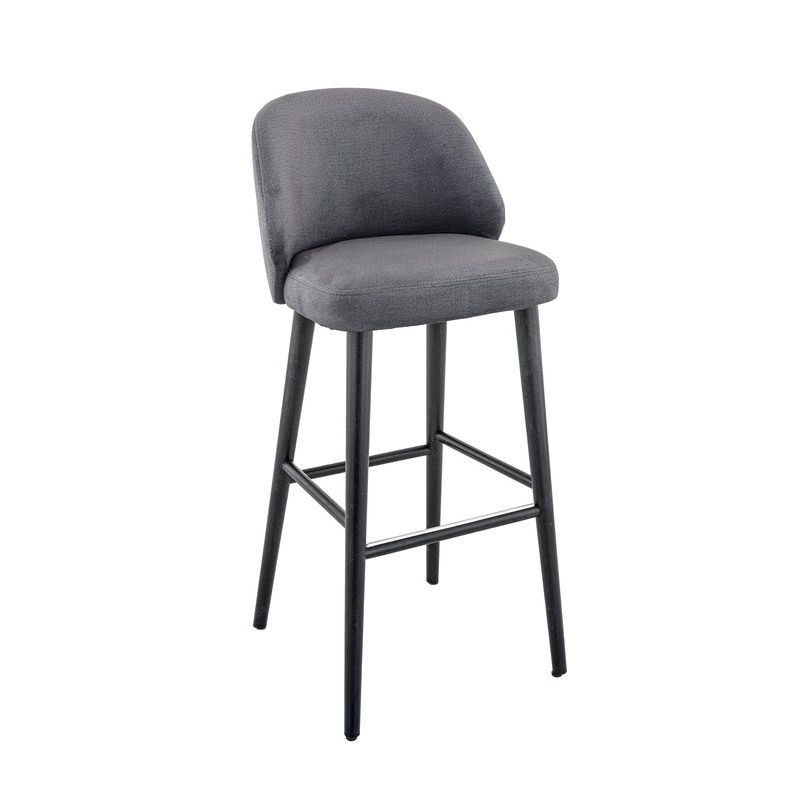 Tabouret de bar OSCAR d'intérieur - Bois noir, tissu 100% PES - hêtre anthracite 92