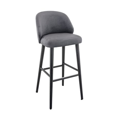 Tabouret de bar OSCAR d'intérieur - Bois noir, tissu 100% PES - hêtre anthracite 92