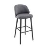 Tabouret de bar OSCAR d'intérieur - Bois noir, tissu 100% PES - hêtre anthracite 92