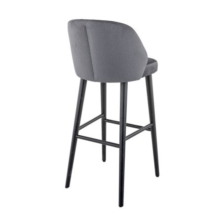 Tabouret de bar OSCAR d'intérieur - Bois noir, tissu 100% PES - hêtre anthracite 92