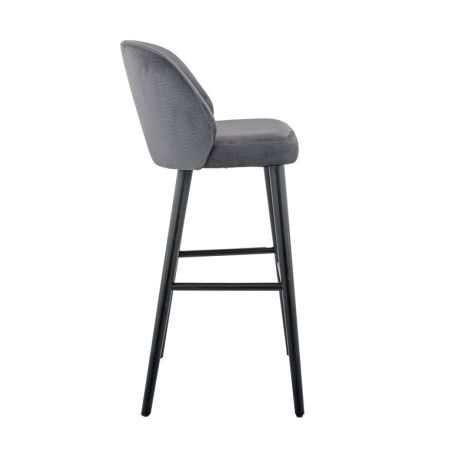 Tabouret de bar OSCAR d'intérieur - Bois noir, tissu 100% PES - hêtre anthracite 92