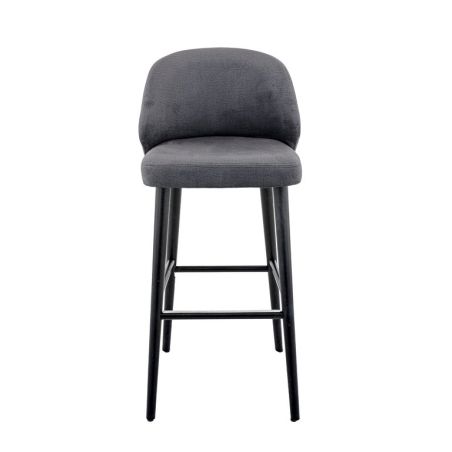 Tabouret de bar OSCAR d'intérieur - Bois noir, tissu 100% PES - hêtre anthracite 92
