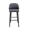 Tabouret de bar OSCAR d'intérieur - Bois noir, tissu 100% PES - hêtre anthracite 92