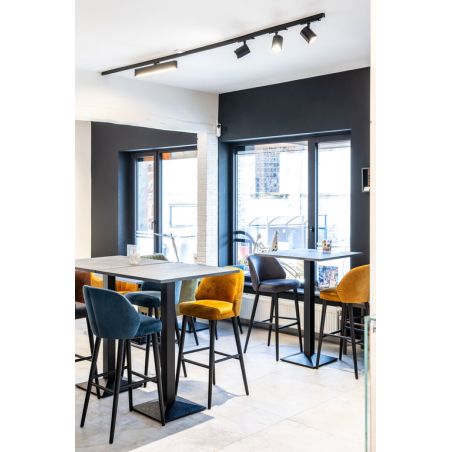 Tabouret de bar OSCAR d'intérieur - Bois noir, tissu 100% PES - hêtre anthracite 92