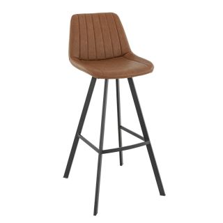 Tabouret de bar KYLE d'intérieur - Bois noir, 81% PES + 15% cotton + 4% viscose - métal cuoio