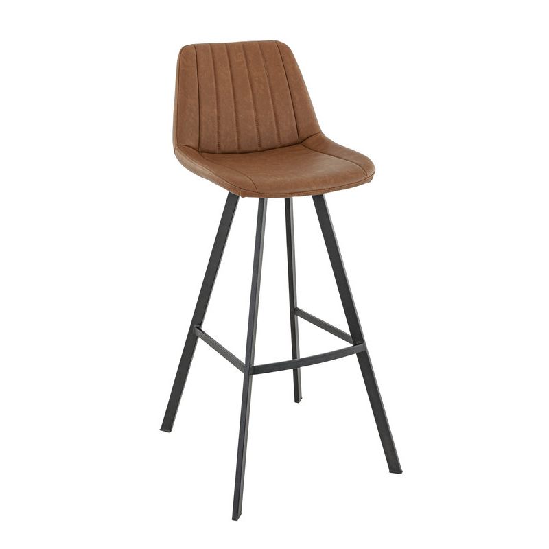 Tabouret de bar KYLE d'intérieur - Bois noir, 81% PES + 15% cotton + 4% viscose - métal cuoio