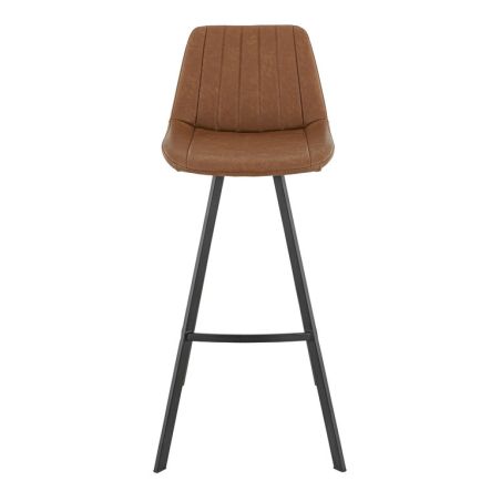 Tabouret de bar KYLE d'intérieur - Bois noir, 81% PES + 15% cotton + 4% viscose - métal cuoio