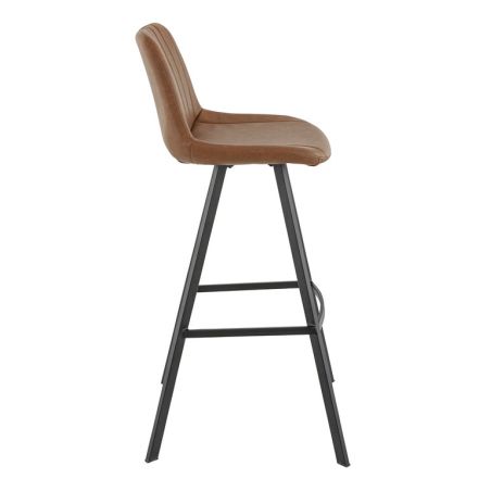 Tabouret de bar KYLE d'intérieur - Bois noir, 81% PES + 15% cotton + 4% viscose - métal cuoio