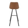 Tabouret de bar KYLE d'intérieur - Bois noir, 81% PES + 15% cotton + 4% viscose - métal cuoio