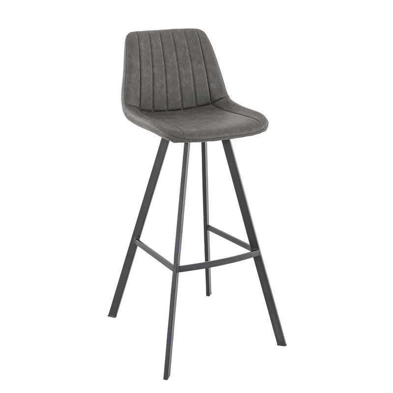 Tabouret de bar KYLE d'intérieur - Bois noir, 81% PES + 15% cotton + 4% viscose - métal anthracite