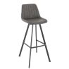 Tabouret de bar KYLE d'intérieur - Bois noir, 81% PES + 15% cotton + 4% viscose - métal anthracite