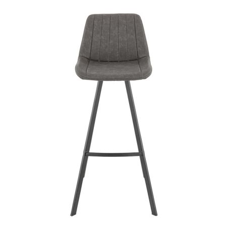 Tabouret de bar KYLE d'intérieur - Bois noir, 81% PES + 15% cotton + 4% viscose - métal anthracite