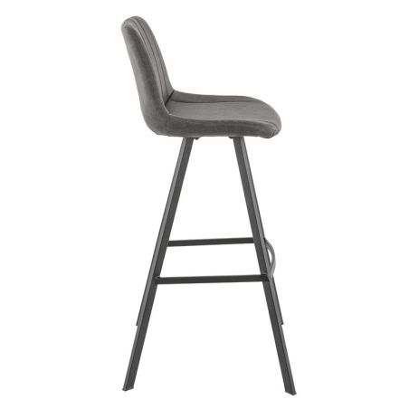 Tabouret de bar KYLE d'intérieur - Bois noir, 81% PES + 15% cotton + 4% viscose - métal anthracite