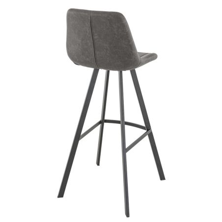 Tabouret de bar KYLE d'intérieur - Bois noir, 81% PES + 15% cotton + 4% viscose - métal anthracite