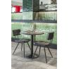 Chaise bistro MAURICE d'intérieur - Métal noir, PU - bois cognac