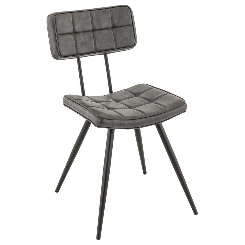 Chaise bistro MAURICE d'intérieur - Métal noir, PU - bois anthracite