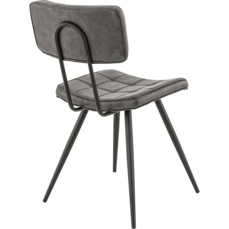 Chaise bistro MAURICE d'intérieur - Métal noir, PU - bois anthracite