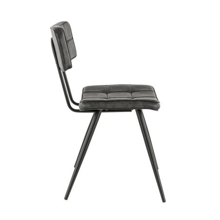 Chaise bistro MAURICE d'intérieur - Métal noir, PU - bois anthracite