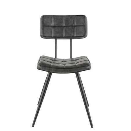 Chaise bistro MAURICE d'intérieur - Métal noir, PU - bois anthracite