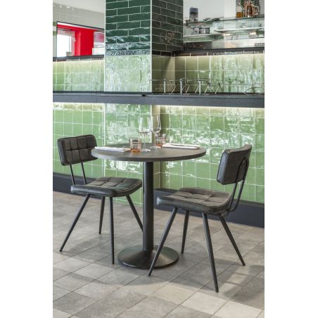 Chaise bistro MAURICE d'intérieur - Métal noir, PU - bois anthracite