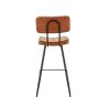 Tabouret de bar MAURICE d'intérieur - Métal noir, PU - bois cognac
