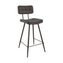Tabouret de bar MAURICE d'intérieur - Métal noir, PU - bois anthracite