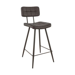 Tabouret de bar MAURICE d'intérieur - Métal noir, PU - bois anthracite