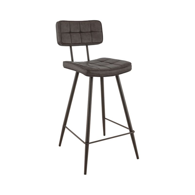 Tabouret de bar MAURICE d'intérieur - Métal noir, PU - bois anthracite