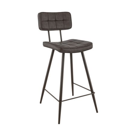 Tabouret de bar MAURICE d'intérieur - Métal noir, PU - bois anthracite