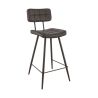 Tabouret de bar MAURICE d'intérieur - Métal noir, PU - bois anthracite
