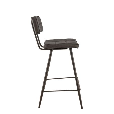 Tabouret de bar MAURICE d'intérieur - Métal noir, PU - bois anthracite