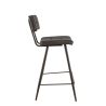 Tabouret de bar MAURICE d'intérieur - Métal noir, PU - bois anthracite