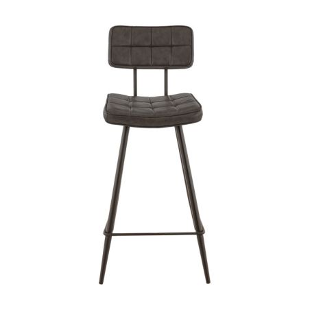 Tabouret de bar MAURICE d'intérieur - Métal noir, PU - bois anthracite