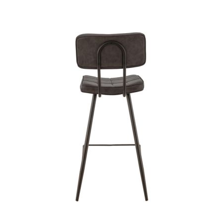 Tabouret de bar MAURICE d'intérieur - Métal noir, PU - bois anthracite