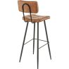 Tabouret de bar MAURICE d'intérieur - Métal noir, PU - bois cognac