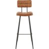 Tabouret de bar MAURICE d'intérieur - Métal noir, PU - bois cognac