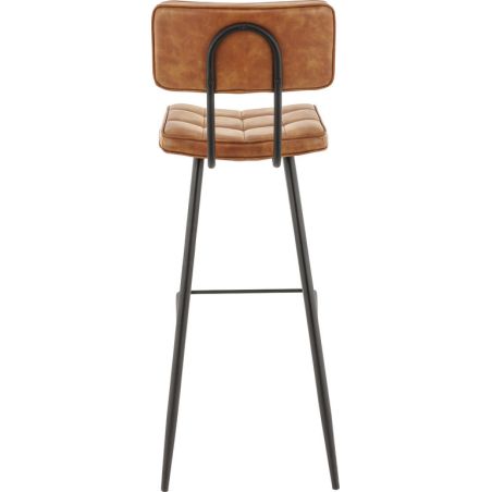 Tabouret de bar MAURICE d'intérieur - Métal noir, PU - bois cognac