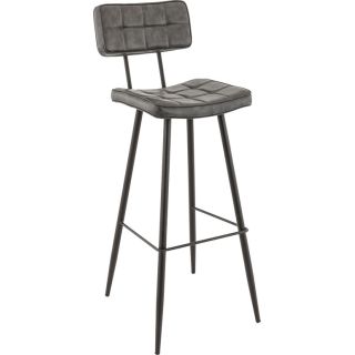 Tabouret de bar MAURICE d'intérieur - Métal noir, PU - bois anthracite