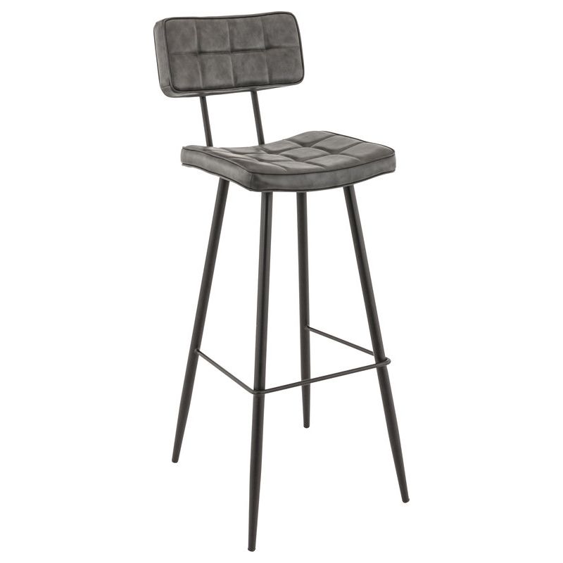 Tabouret de bar MAURICE d'intérieur - Métal noir, PU - bois anthracite