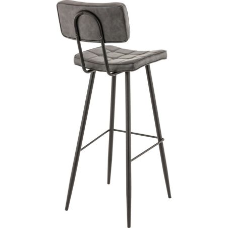 Tabouret de bar MAURICE d'intérieur - Métal noir, PU - bois anthracite