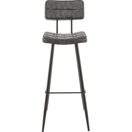 Tabouret de bar MAURICE d'intérieur - Métal noir, PU - bois anthracite